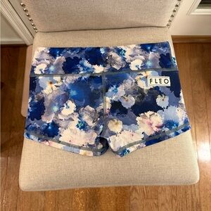 Fleo Women's Blue Floral High-Rise Athletic Shorts